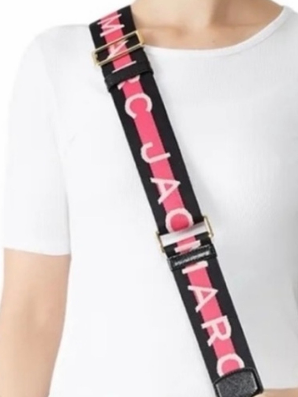 Marc Jacobs Black and Pink Logo Strap